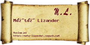 Máté Lizander névjegykártya